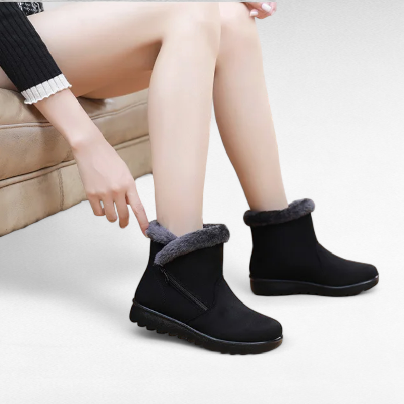 Botines Forrados Mujer con Cuña y Ribete de Pelo