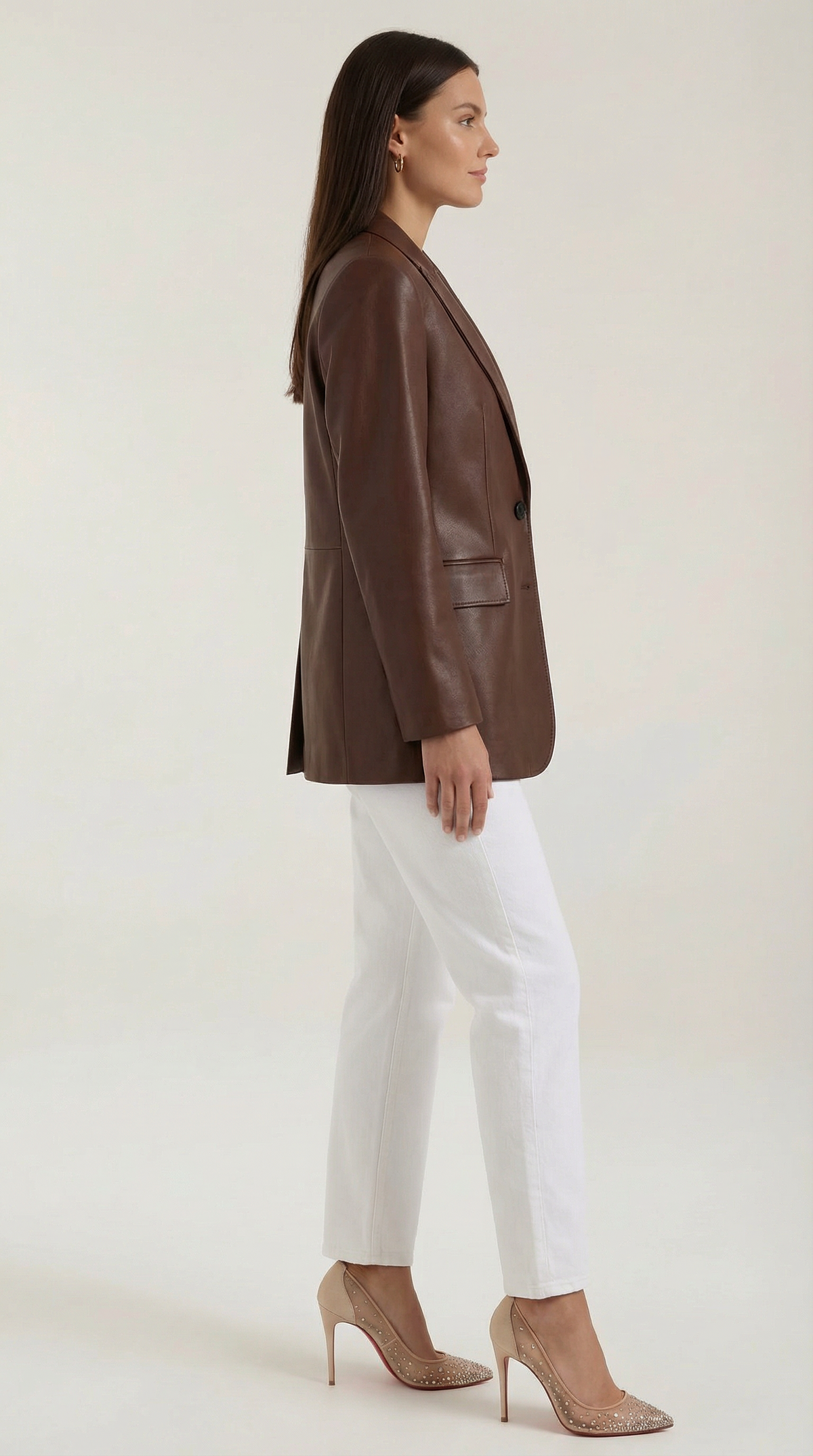 Blazer Mujer Oversize de Polipiel Brillante y Corte Estructurado - Vista 7