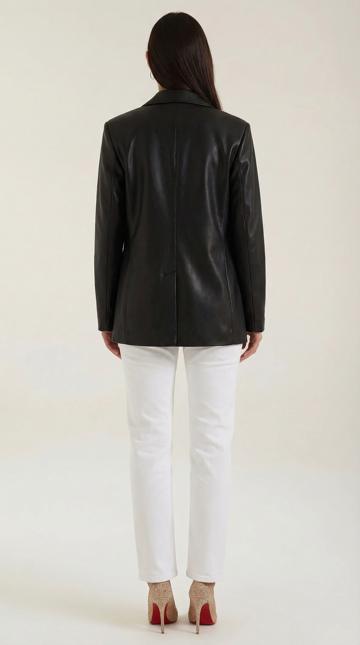 Blazer Mujer Oversize de Polipiel Brillante y Corte Estructurado - Vista 4