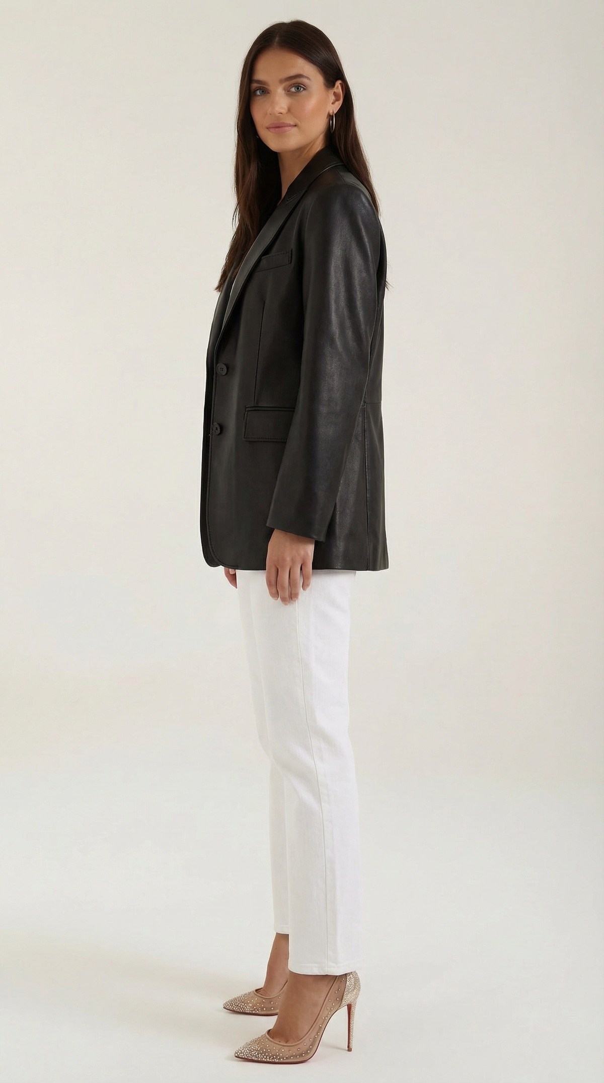 Blazer Mujer Oversize de Polipiel Brillante y Corte Estructurado - Vista 2