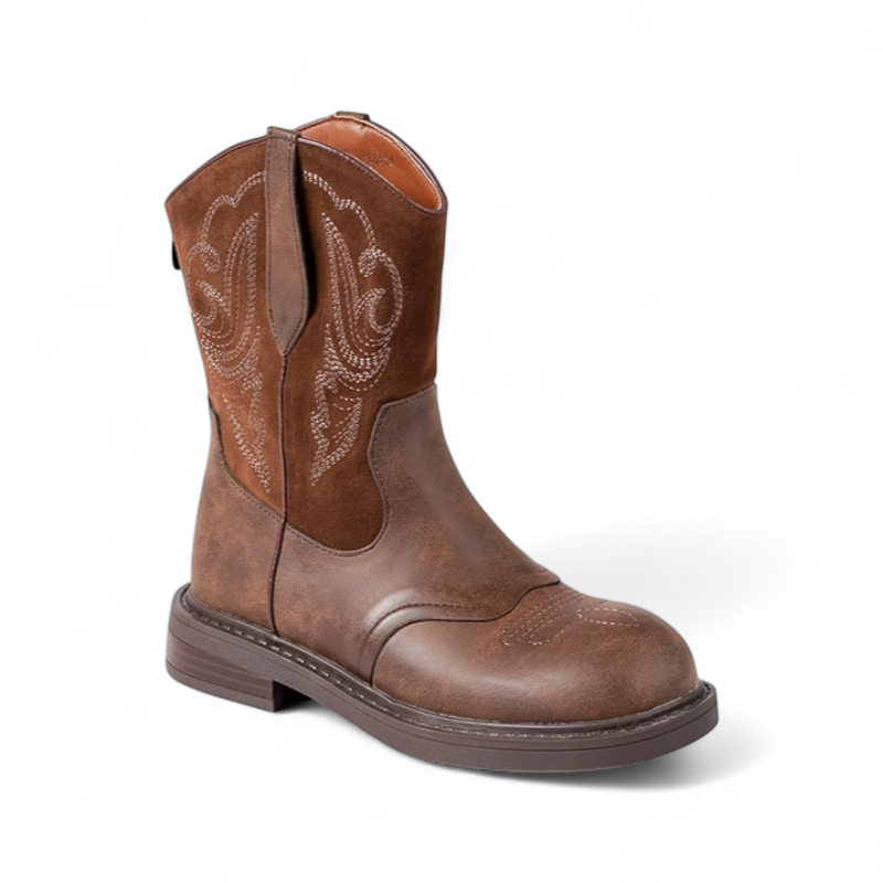 Botas Cowboy Mujer Camperas Bajas Bordadas de Piel Sintética