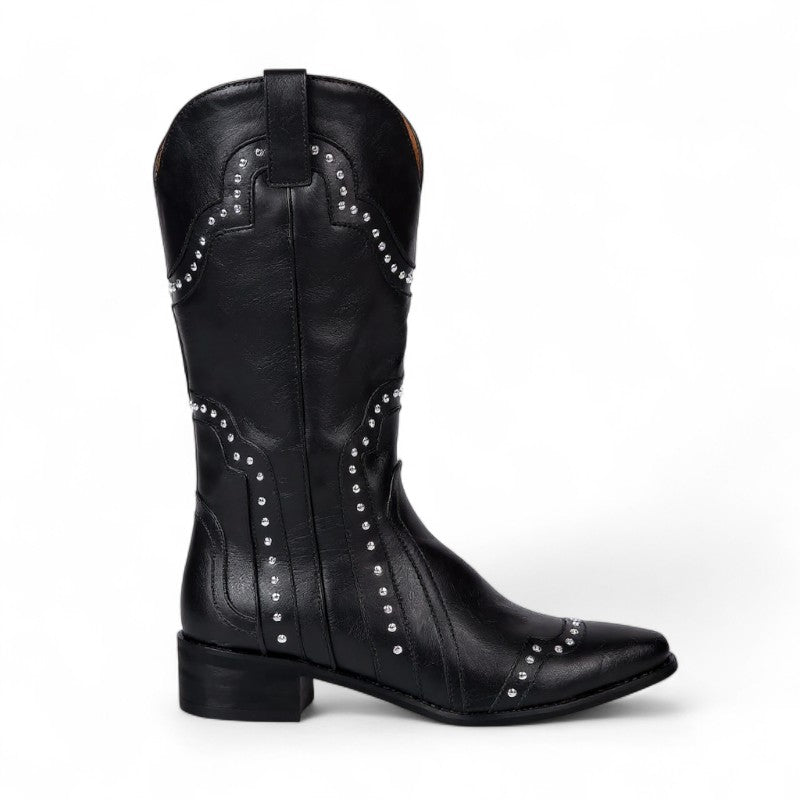 Botas Cowboy Mujer Camperas Tachonadas Caña Media Estilo Vintage