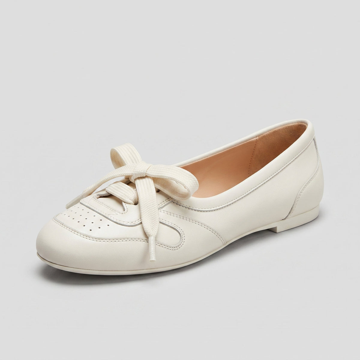Bailarinas Sneaker Mujer de Piel con Cordones Retro