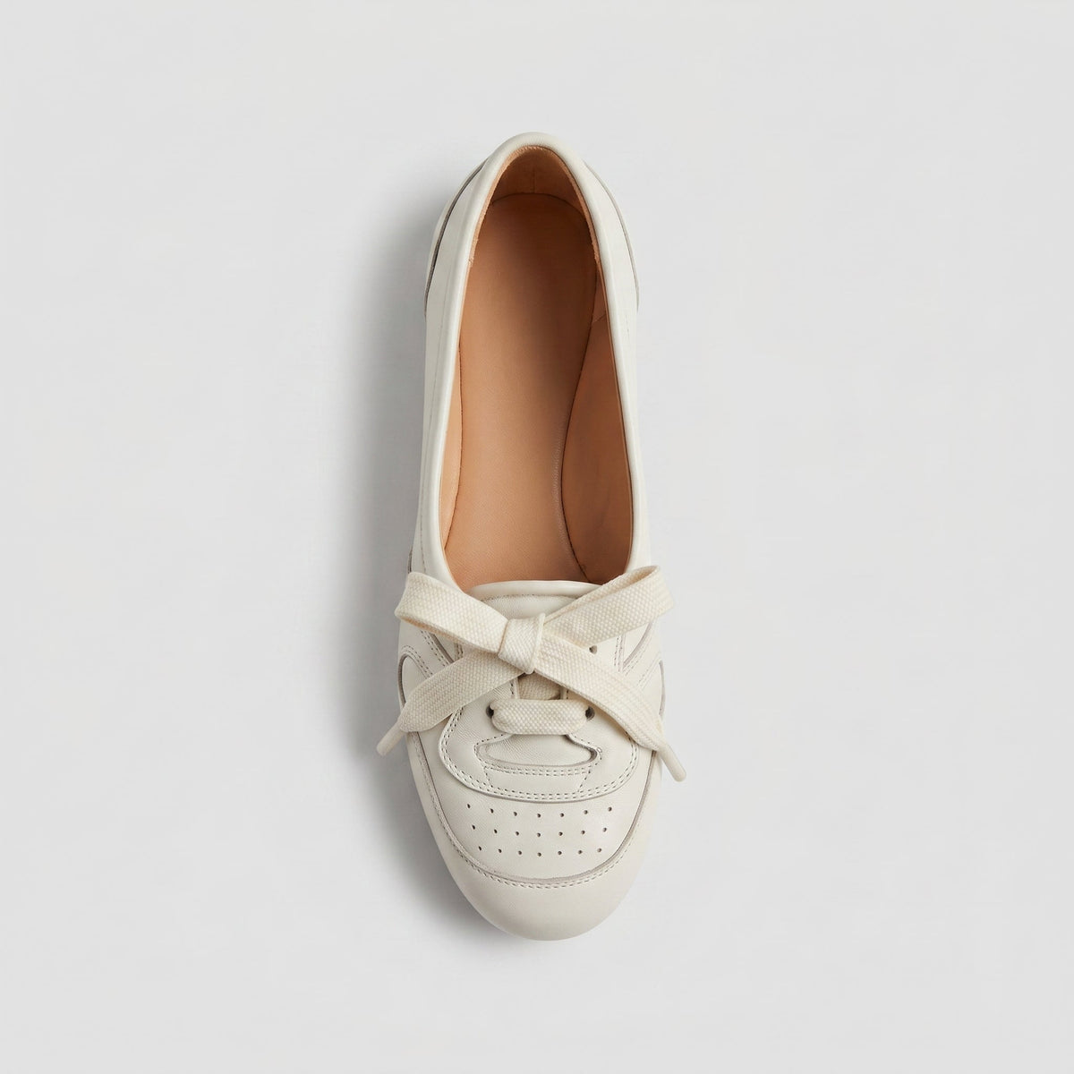 Bailarinas Sneaker Mujer de Piel con Cordones Retro