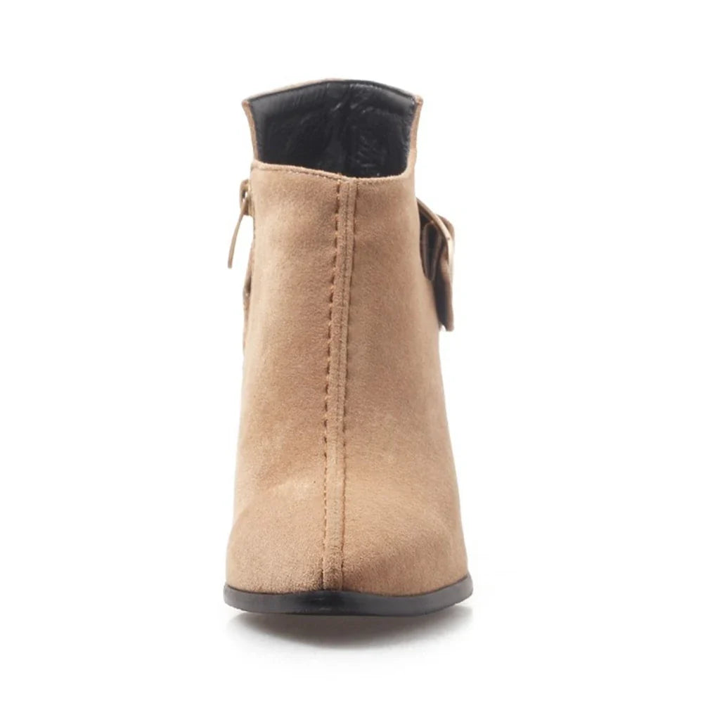 Botines de Tacón Mujer con Hebilla Lateral Tacón Medio