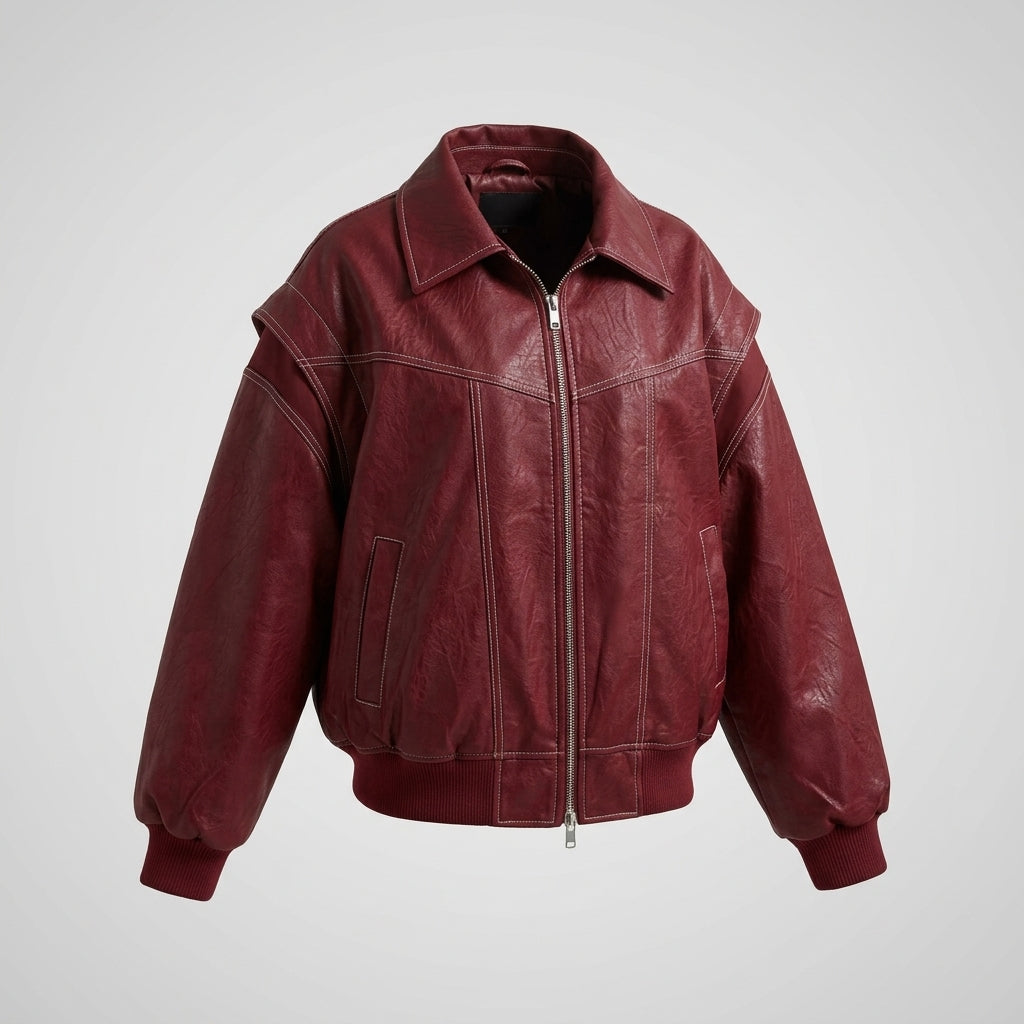 Cazadora de Cuero Mujer Oversize de Tacto Suave - vista 3