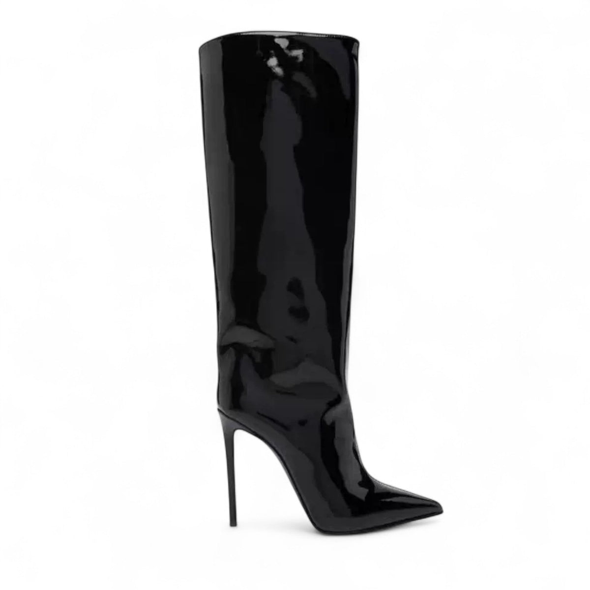 Botas de Tacón de Aguja Mujer de Charol Caña Alta