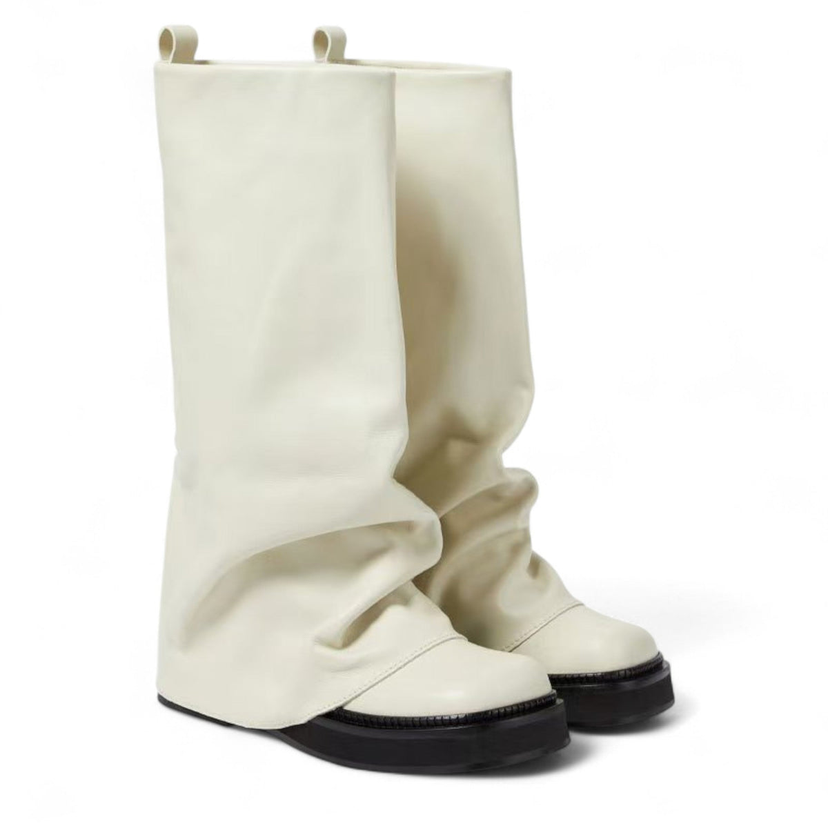 Botas Slouch Mujer de Cuero Caña Holgada con Tacón Bajo