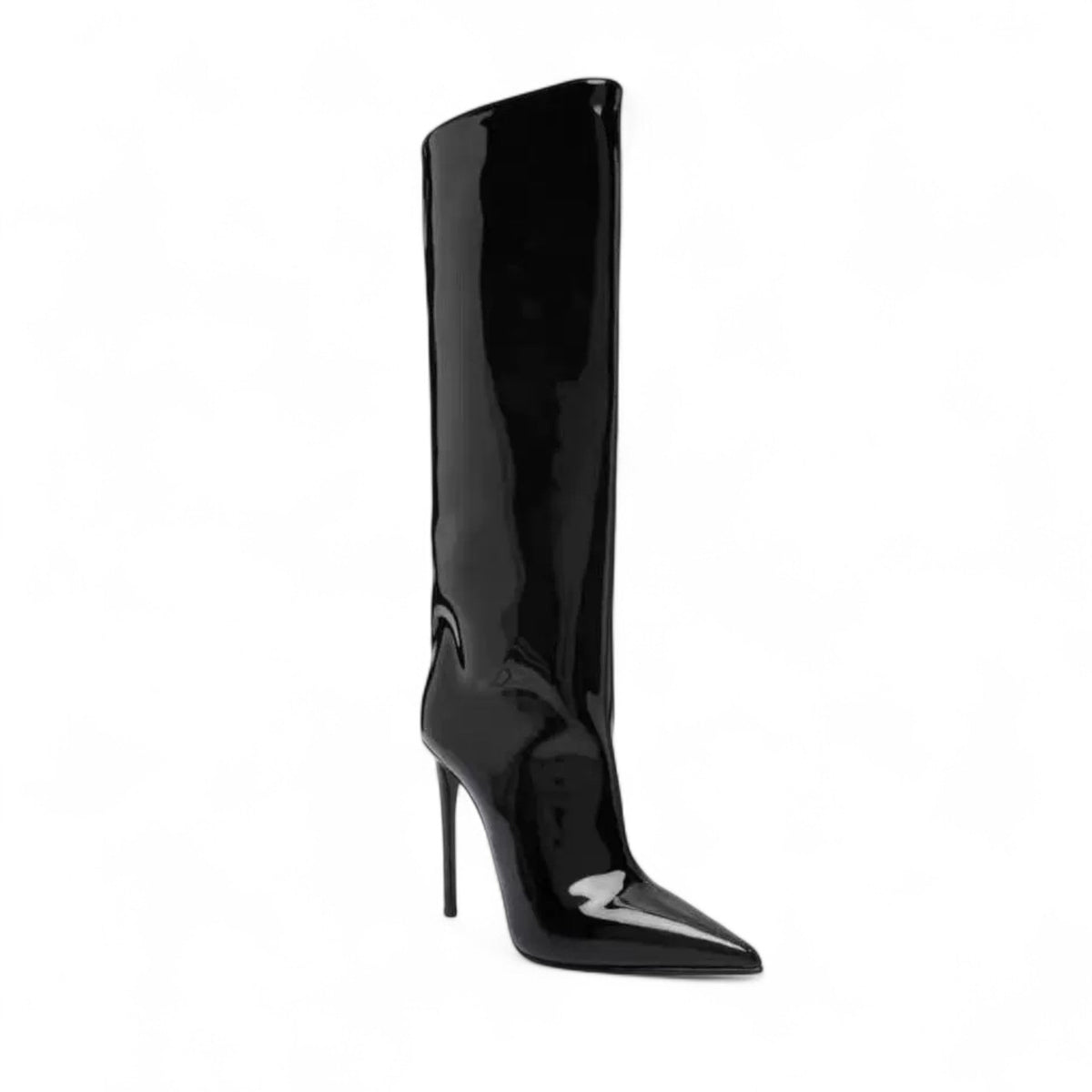 Botas de Tacón de Aguja Mujer de Charol Caña Alta