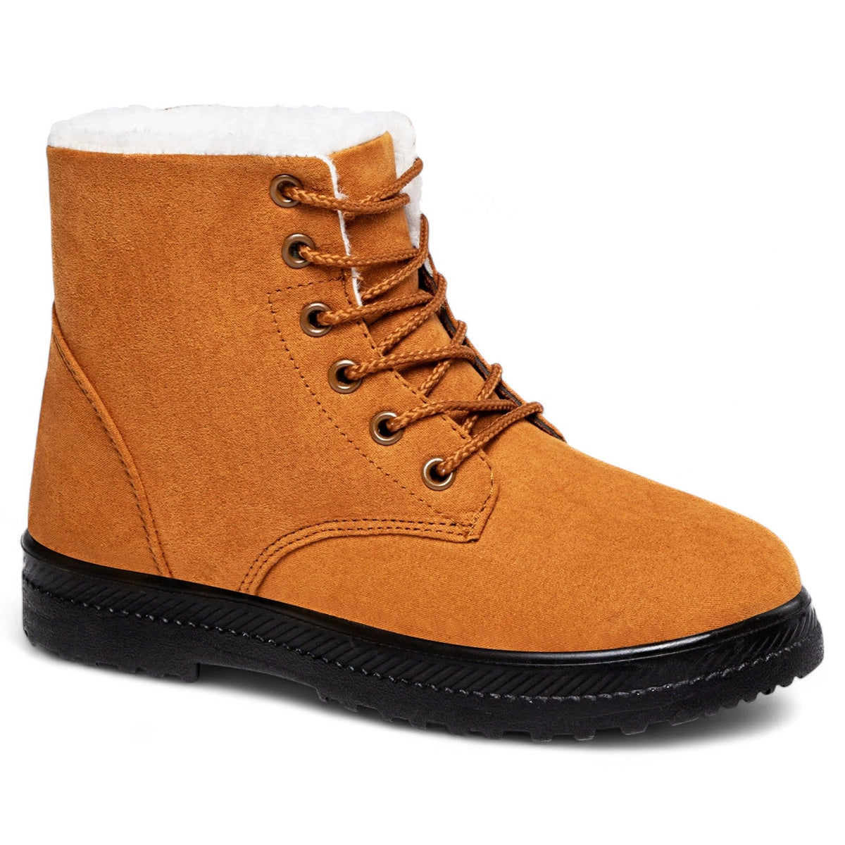 Botines con Cordones Mujer de Ante con Forro de Pelo