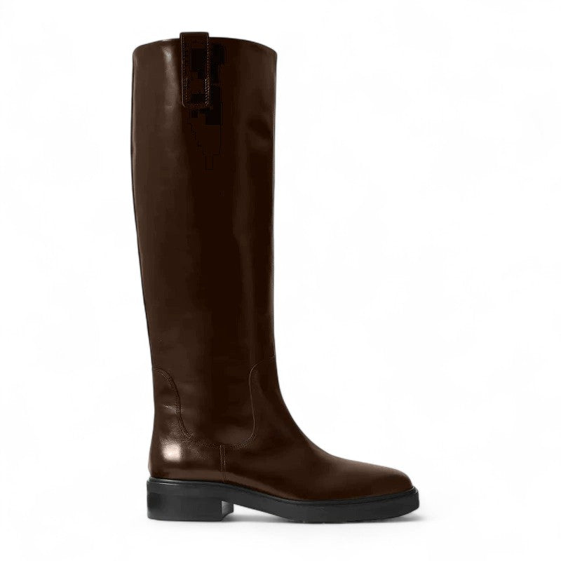 Botas Altas Mujer de Cuero Liso Minimalistas
