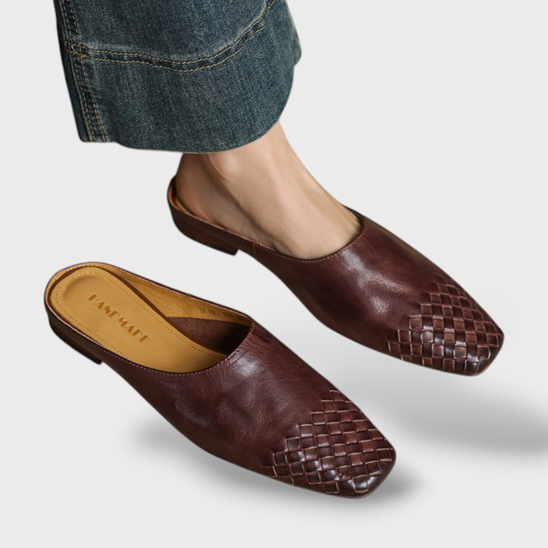 Sandalias Mujer Mule Trenzadas de Piel