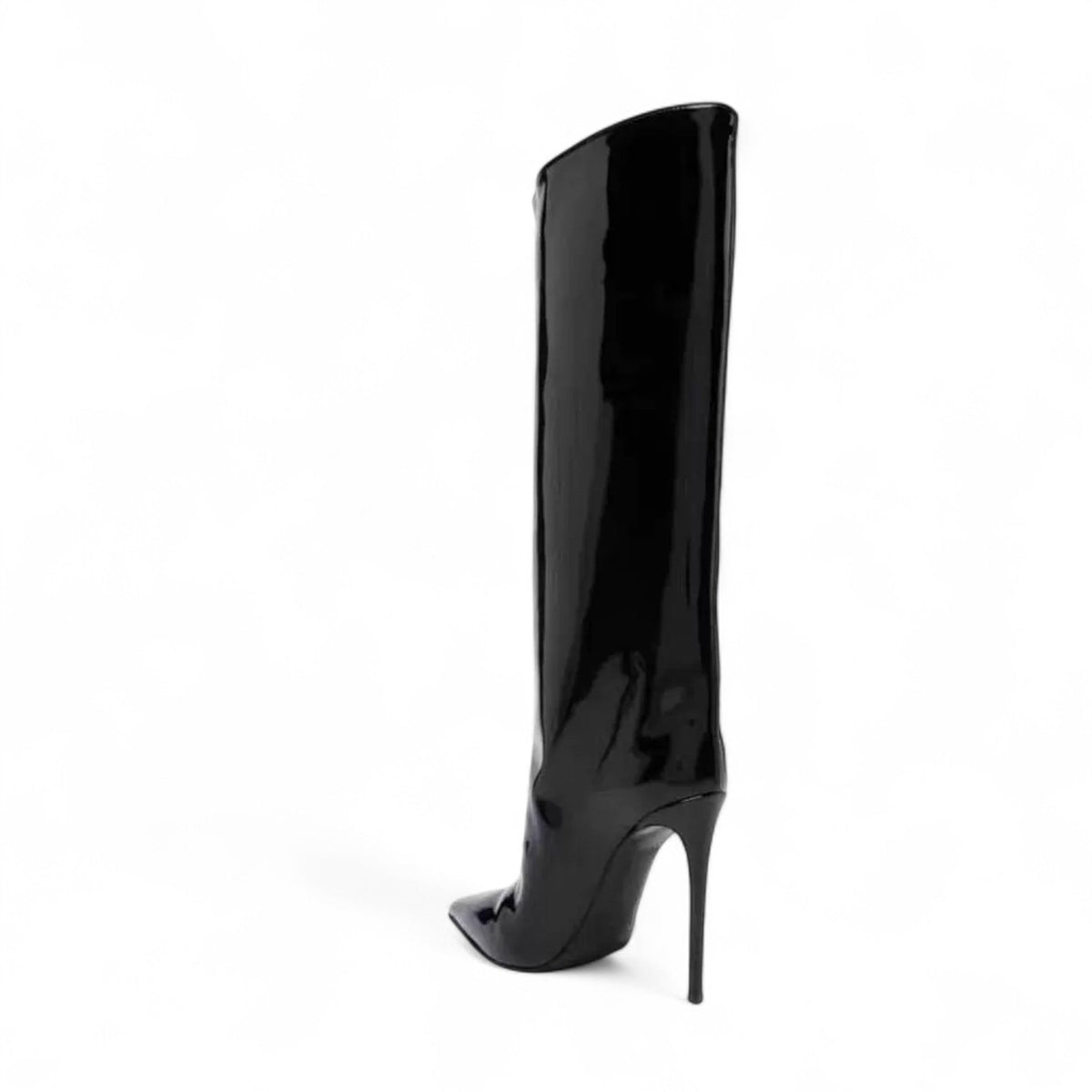 Botas de Tacón de Aguja Mujer de Charol Caña Alta