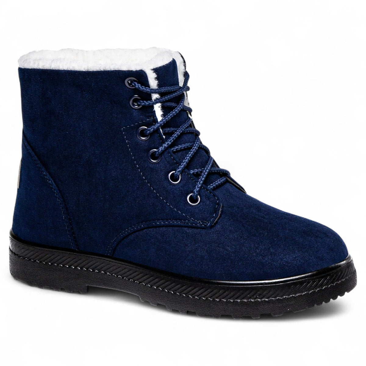 Botines con Cordones Mujer de Ante con Forro de Pelo