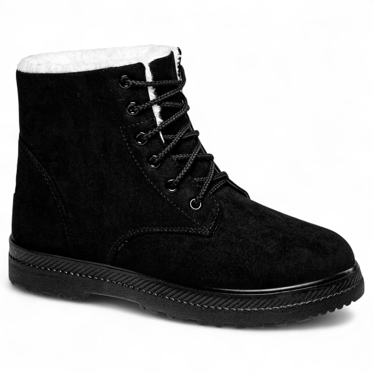 Botines con Cordones Mujer de Ante con Forro de Pelo