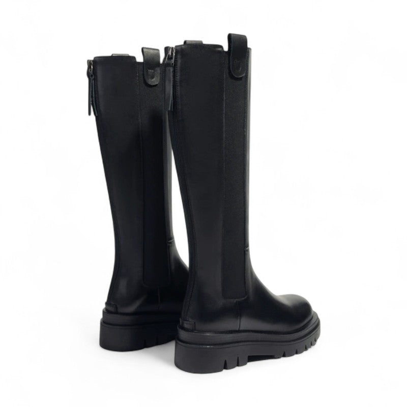 Botas Altas Mujer Negras Minimalistas Suela Gruesa