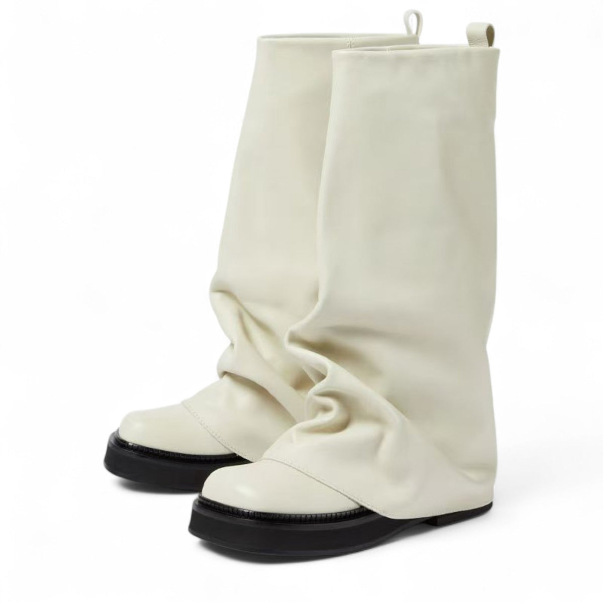 Botas Slouch Mujer de Cuero Caña Holgada con Tacón Bajo