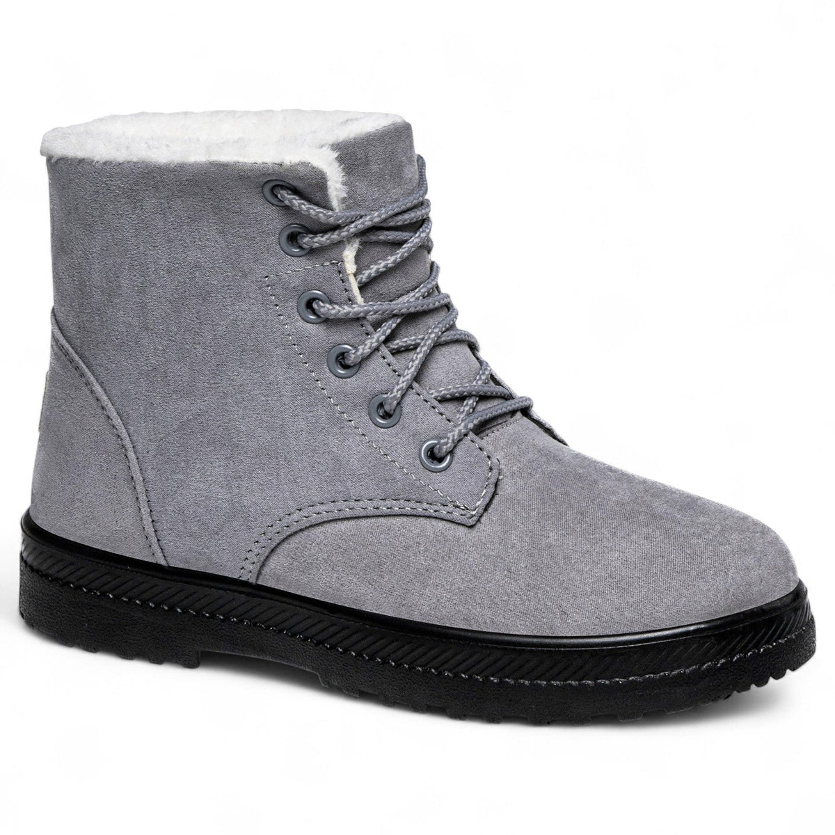Botines con Cordones Mujer de Ante con Forro de Pelo