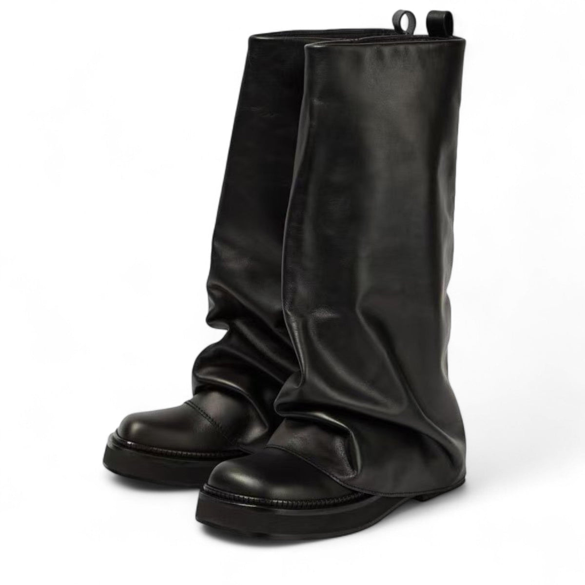 Botas Slouch Mujer de Cuero Caña Holgada con Tacón Bajo