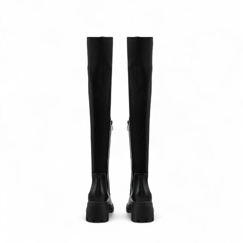 Botas Calcetín Mujer Negras Elásticas Tacón Bajo