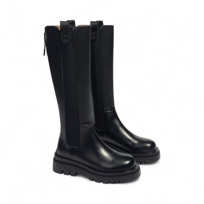 Botas Altas Mujer Negras Minimalistas Suela Gruesa