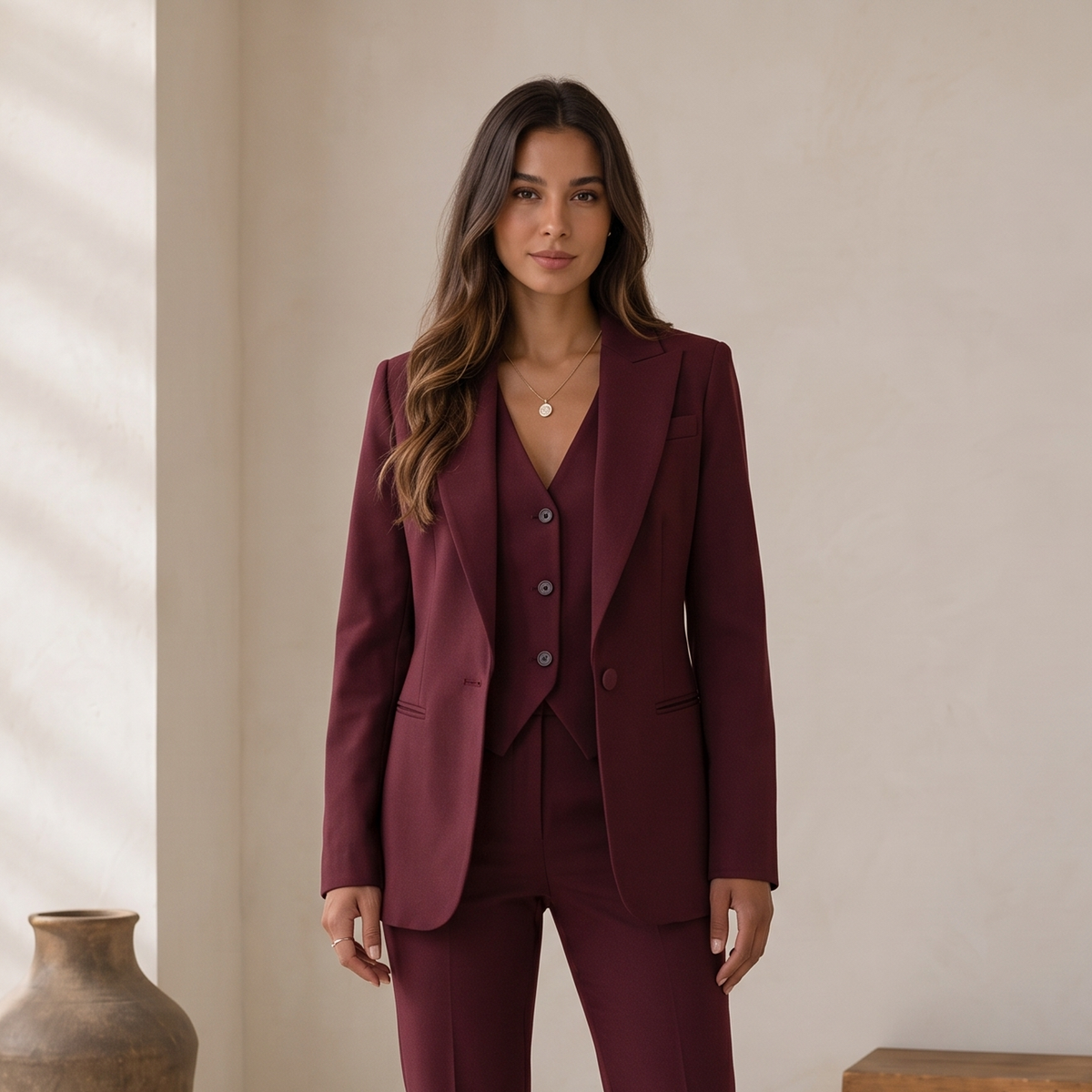 Traje Chaqueta Mujer con Chaleco y Pantalón de Pierna Recta - Vista 4