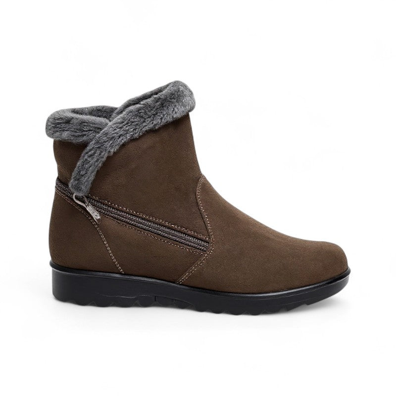 Botines Forrados Mujer con Cuña y Ribete de Pelo