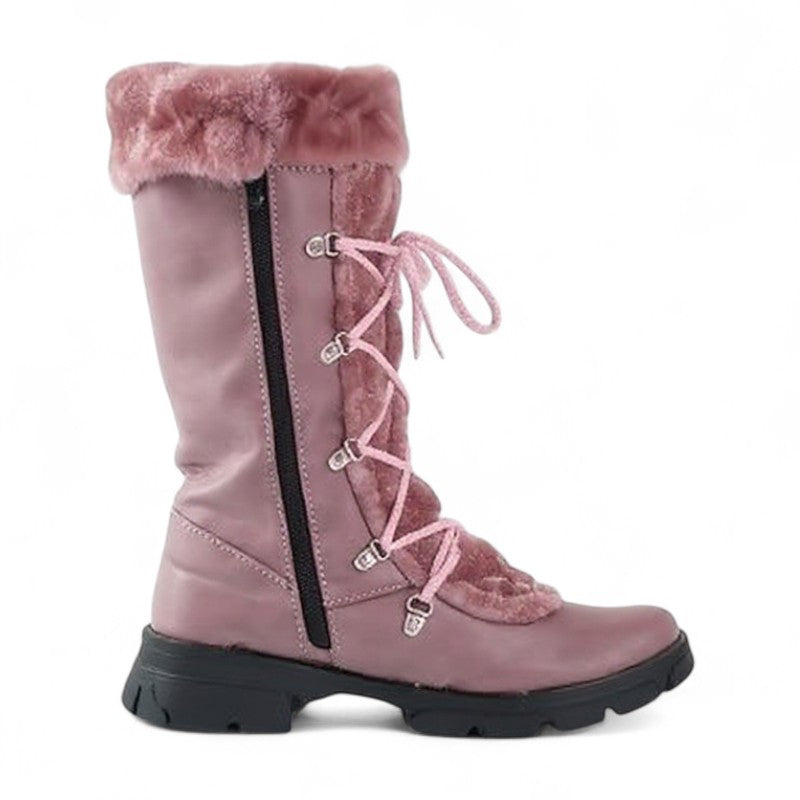 Botas Forradas Mujer con Cordones y Cuello de Pelo