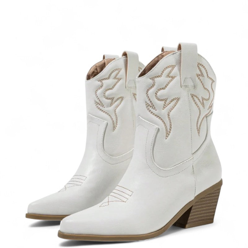Botas Cowboy Mujer Camperas Bajas Sencillas con Tacón