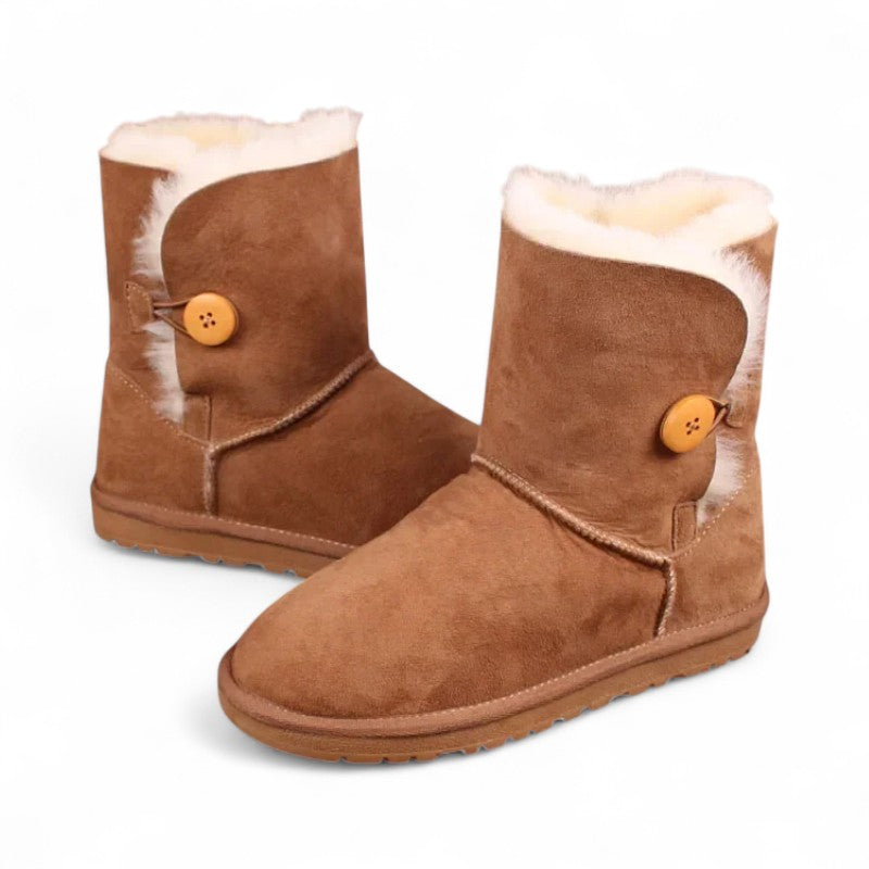 Botas Australianas Mini Mujer con Botón y Forro de Borreguito