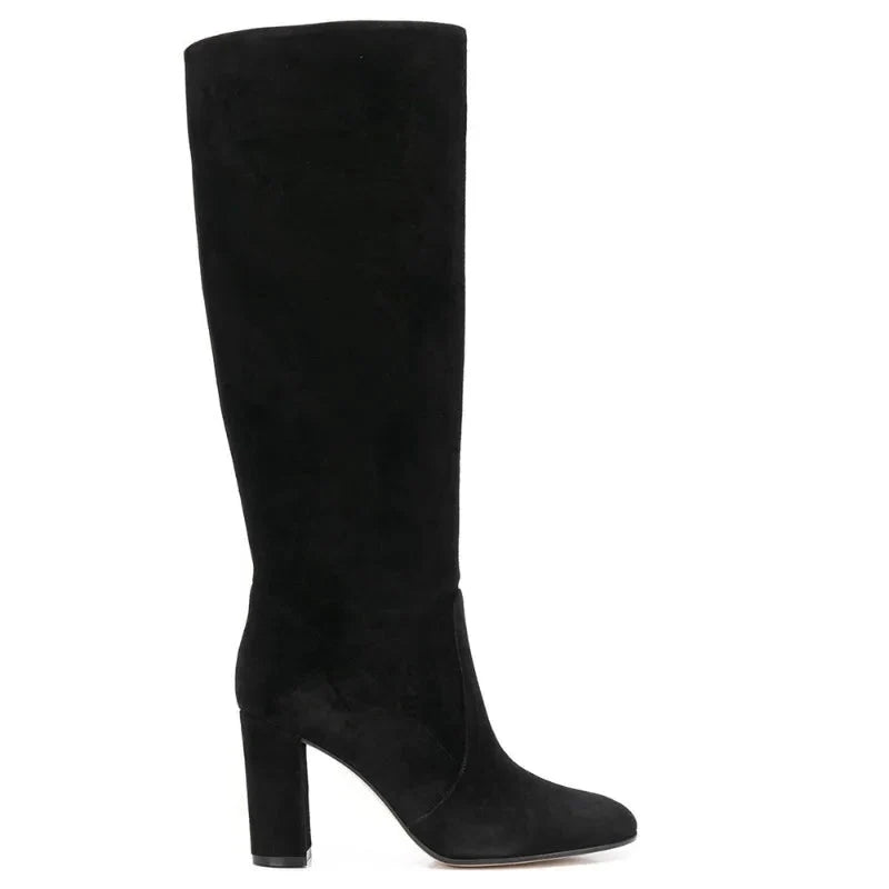 Botas Altas Mujer Marrones con Cremallera Interior y Tacón