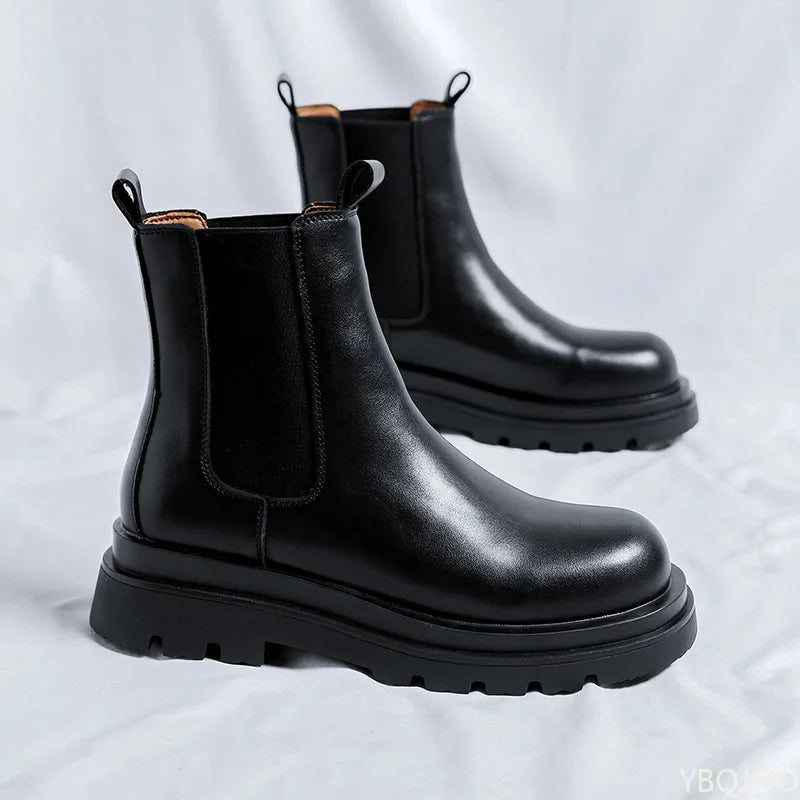 Botines Chelsea Mujer Negros de Cuero con Suela Reforzada