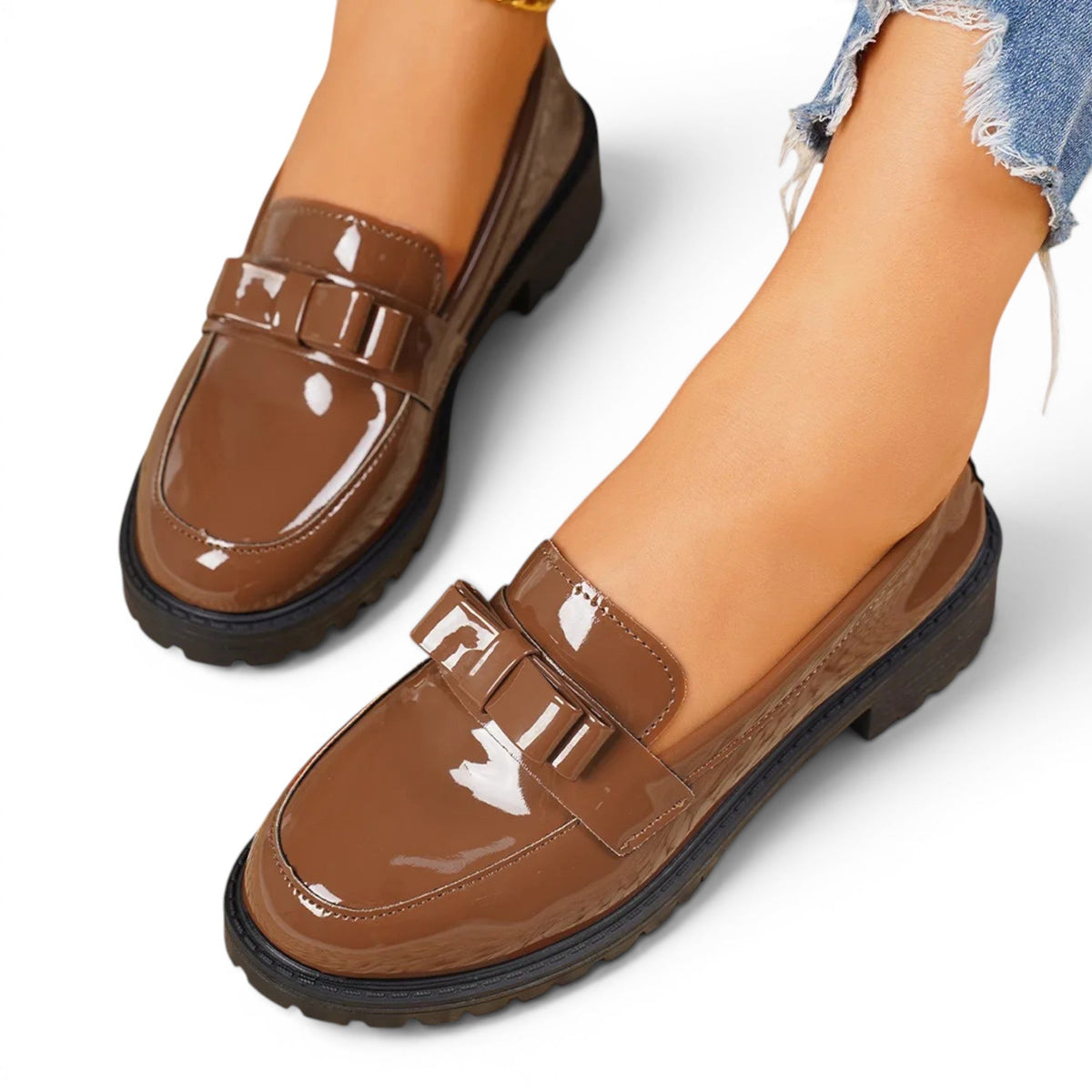 Mocasines de Charol Mujer Minimalistas de Suela Plana Flexible
