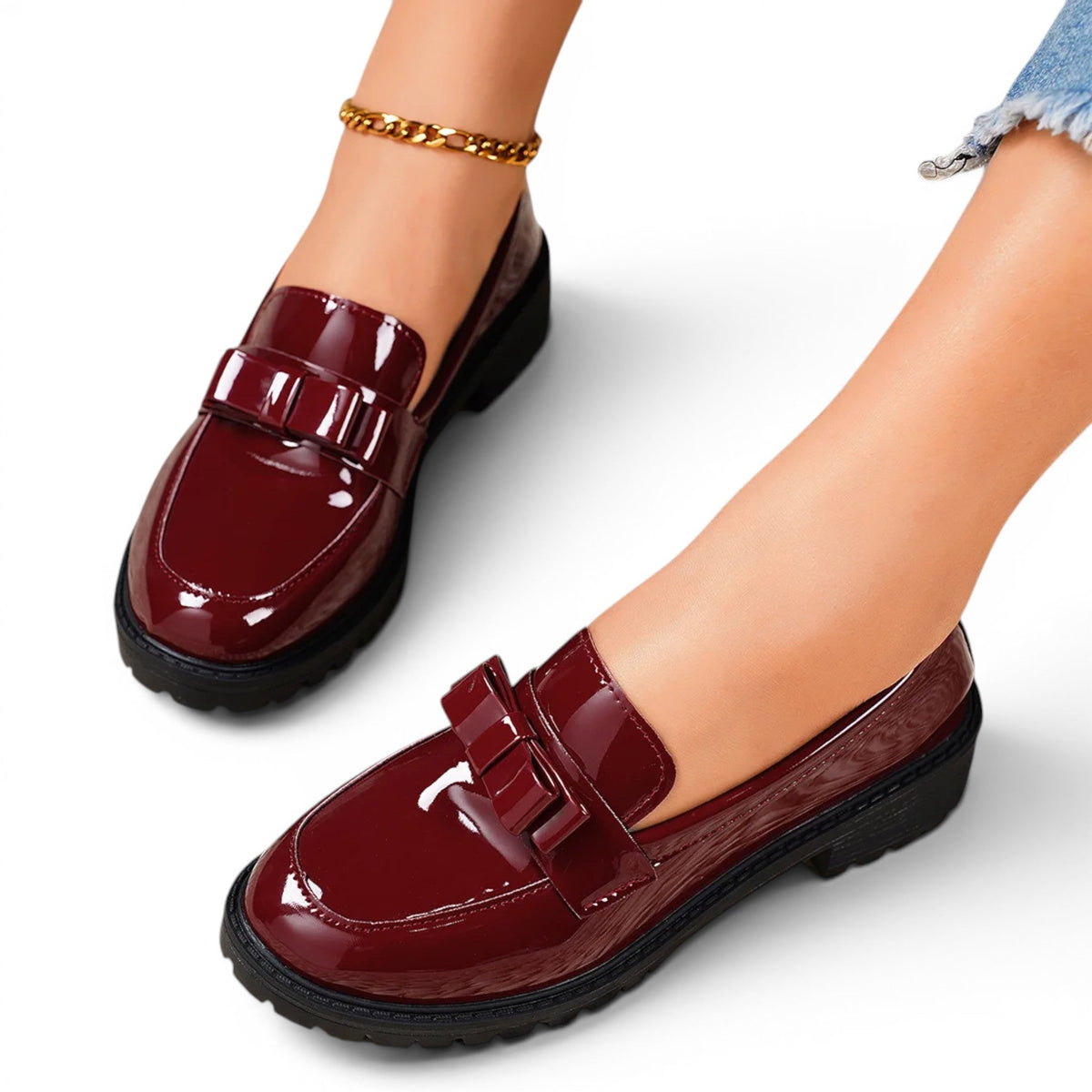 Mocasines de Charol Mujer Minimalistas de Suela Plana Flexible