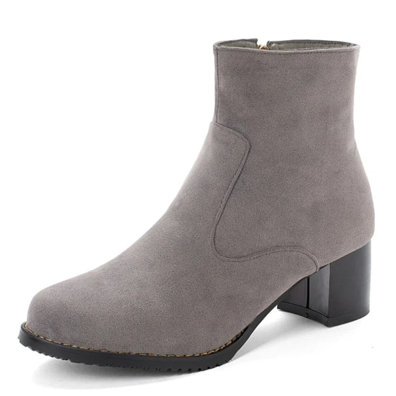 Botines de Tacón Mujer de Ante Suave Tacón Medio