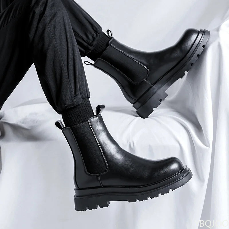 Botines Chelsea Mujer Negros de Cuero con Suela Reforzada