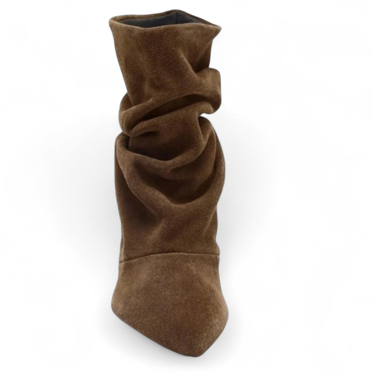 Botines Slouch de Tacón Mujer de Ante Marrón con Tacón Fino