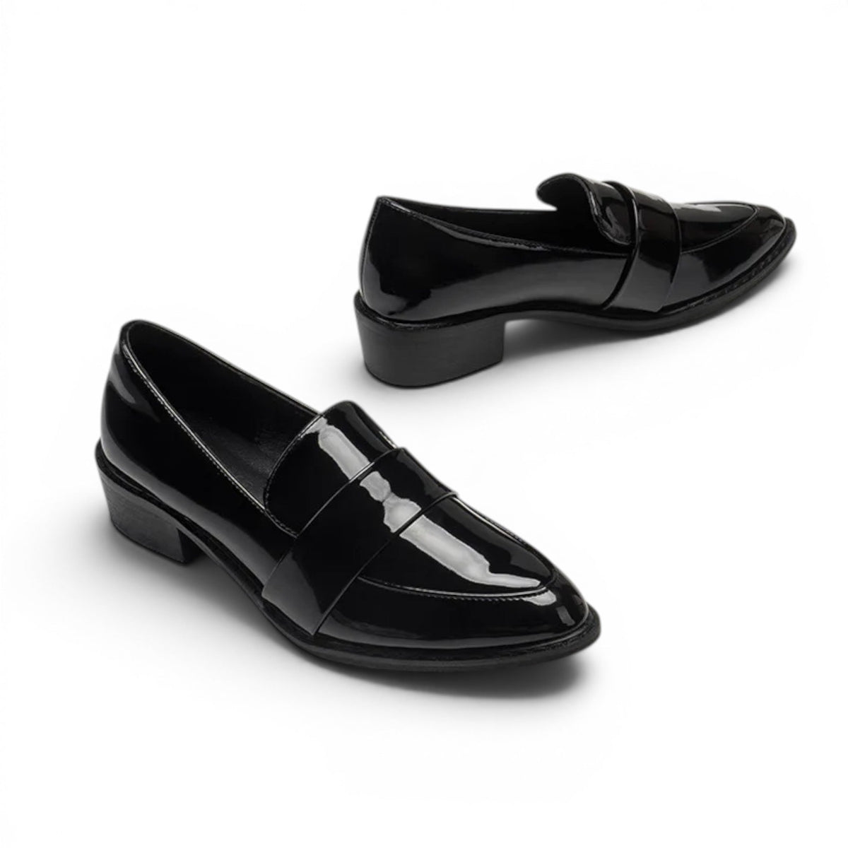 Mocasines de Charol Mujer Estilo Británico con Suela Plana