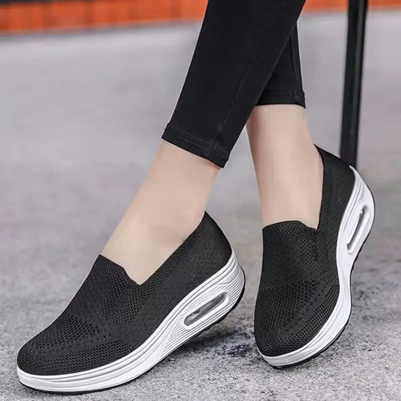 Zapatillas Slip-On Mujer de Punto con Plataforma y Cámara de Aire