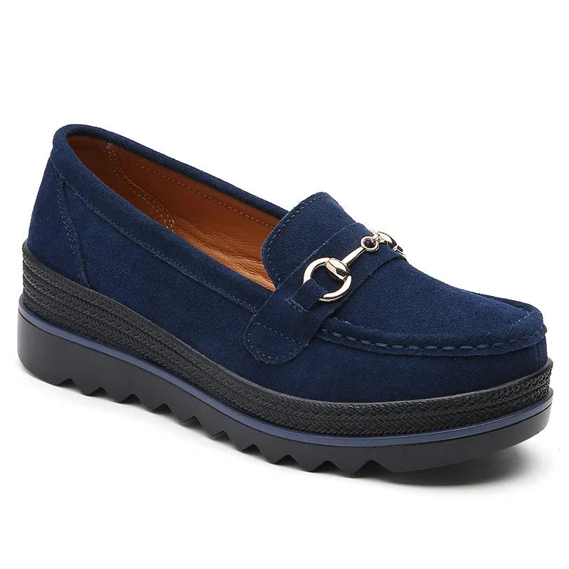 Mocasines con Plataforma Mujer con Bocado Dorado