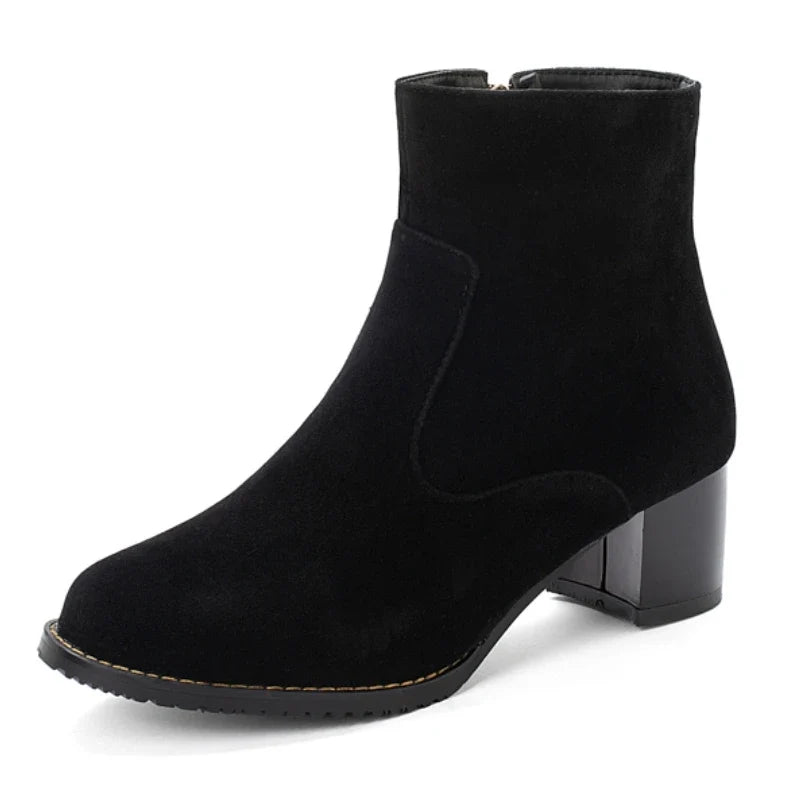 Botines de Tacón Mujer de Ante Suave Tacón Medio