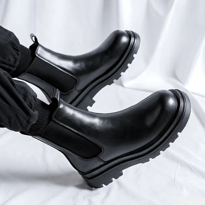 Botines Chelsea Mujer Negros de Cuero con Suela Reforzada