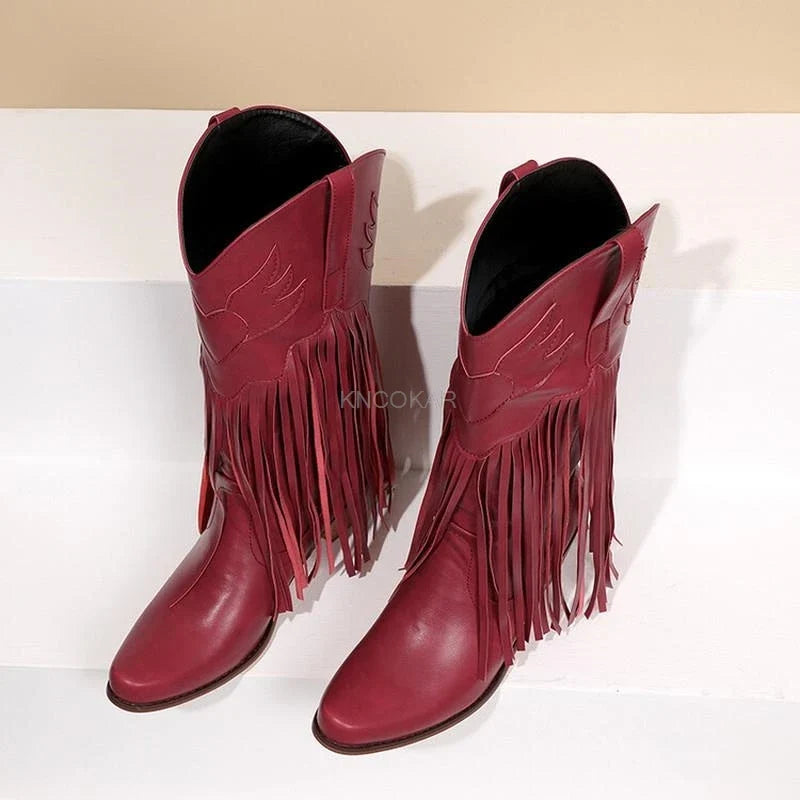 Botas Cowboy Mujer Camperas de Ante con Flecos Largos