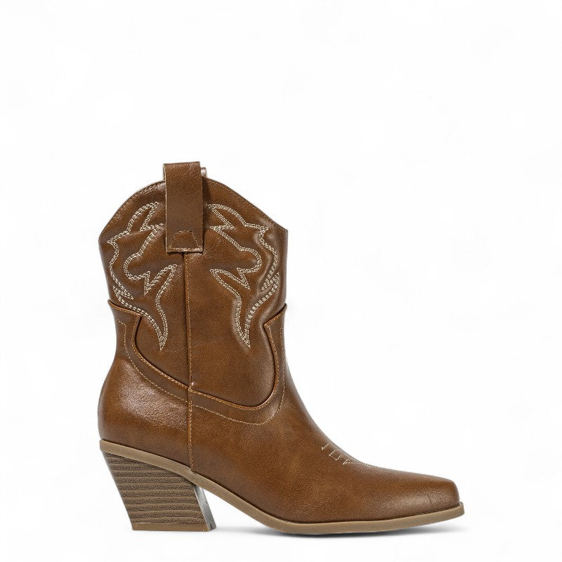 Botas Cowboy Mujer Camperas Bajas Sencillas con Tacón