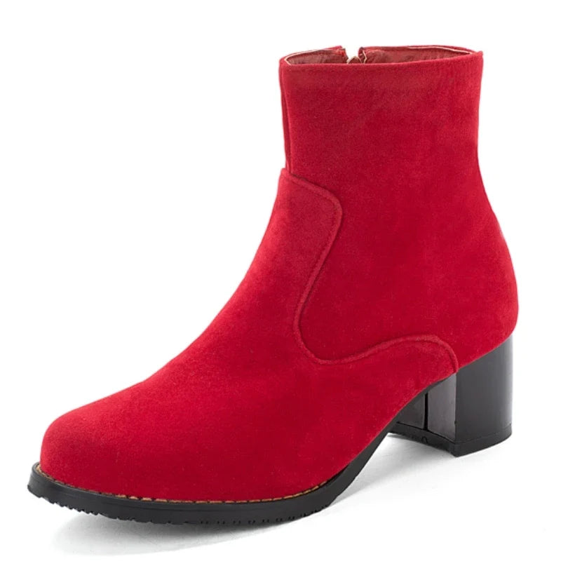 Botines de Tacón Mujer de Ante Suave Tacón Medio