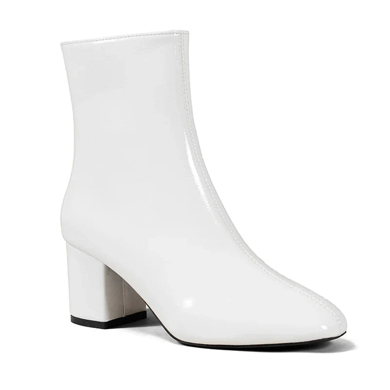 Botines de Charol Mujer con Tacón Cuadrado