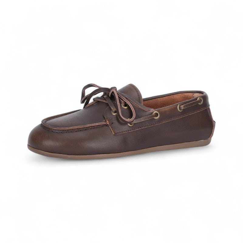 Mocasines Mujer Planos Estilo Náutico con Cordones