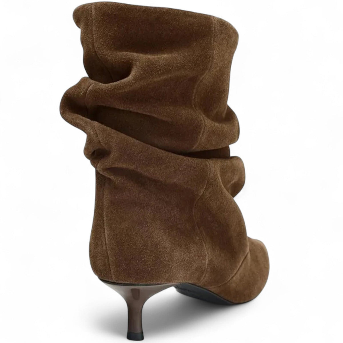 Botines Slouch de Tacón Mujer de Ante Marrón con Tacón Fino