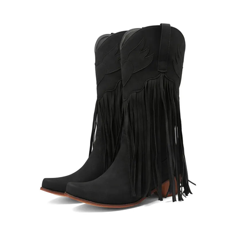 Botas Cowboy Mujer Camperas de Ante con Flecos Largos
