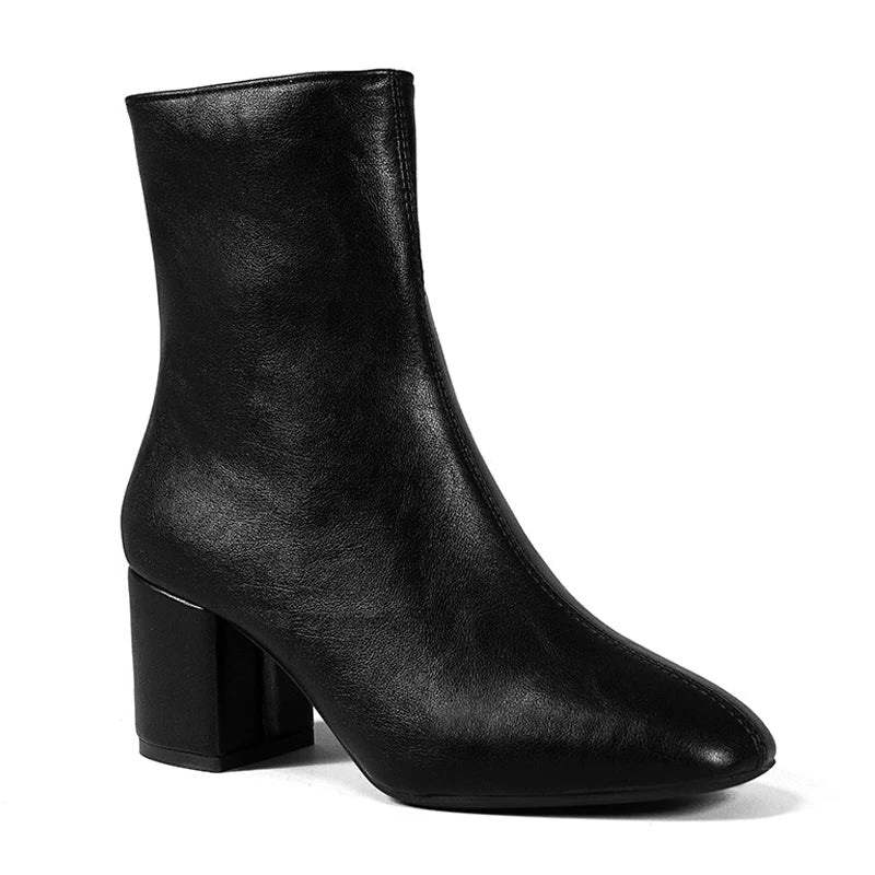 Botines de Charol Mujer con Tacón Cuadrado